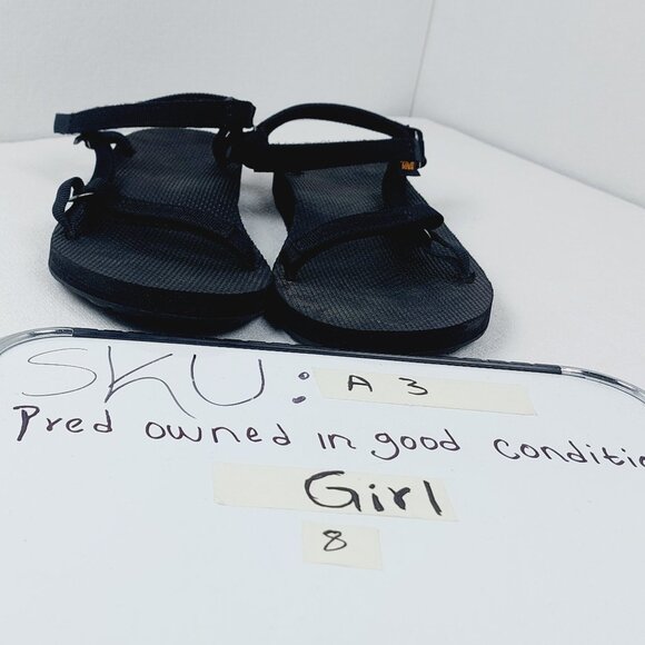 Teva Girls' Black Original Universal Slim Sports Slingback Sandals Size US 8 - Picture 8 of 8